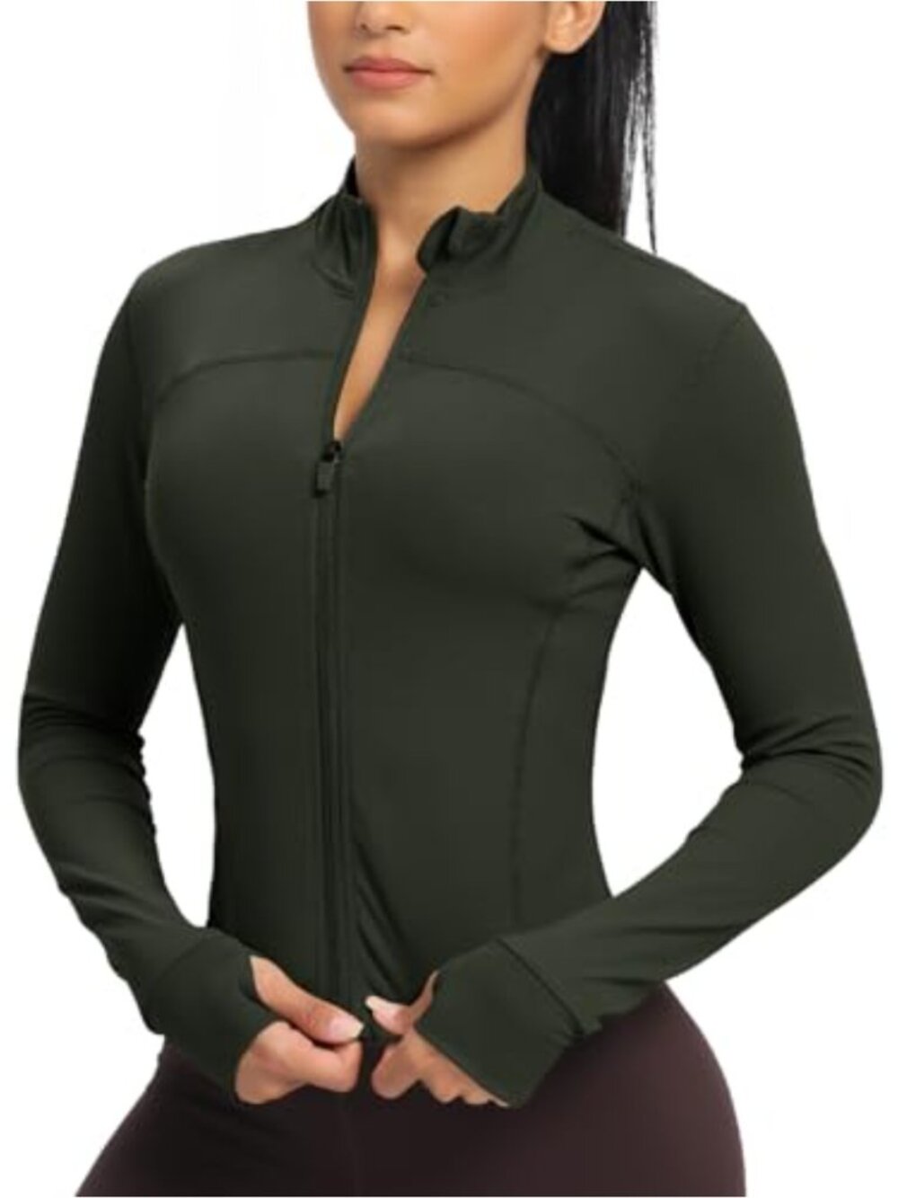 Women's Zip Up Cropped Athletic Workout Jacket Running Yoga Long Sleeve